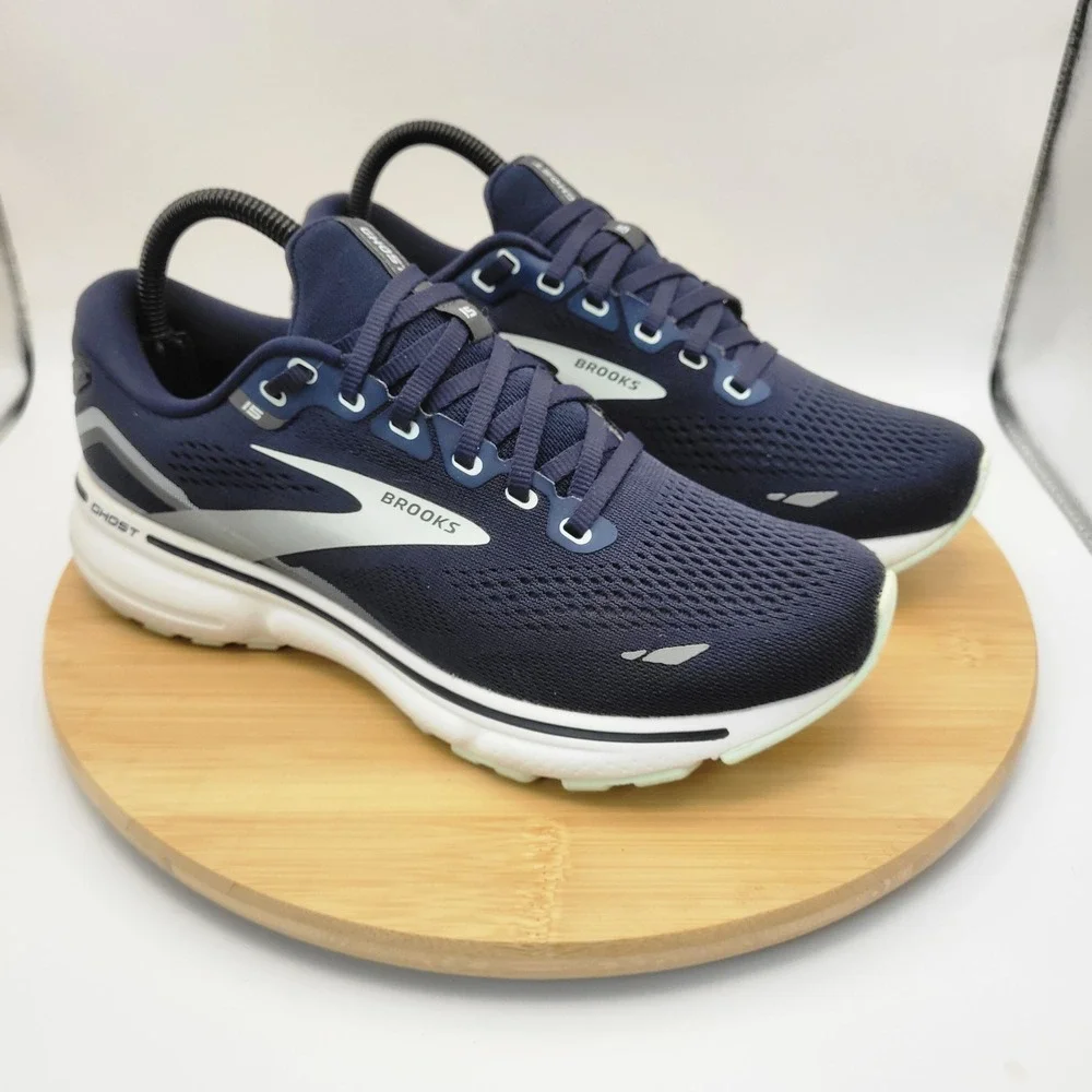 Brooks Ghost 15 Womens Running Shoes Navy Blue White 1203801B450 Size 9 Medium B